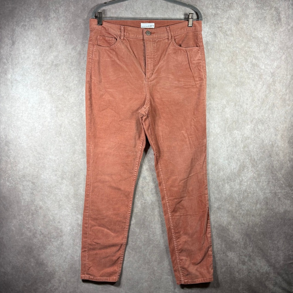 Loft Corduroy Pants Women 12 Pink Skinny High Rise Stretch Casual Fall Boho‎